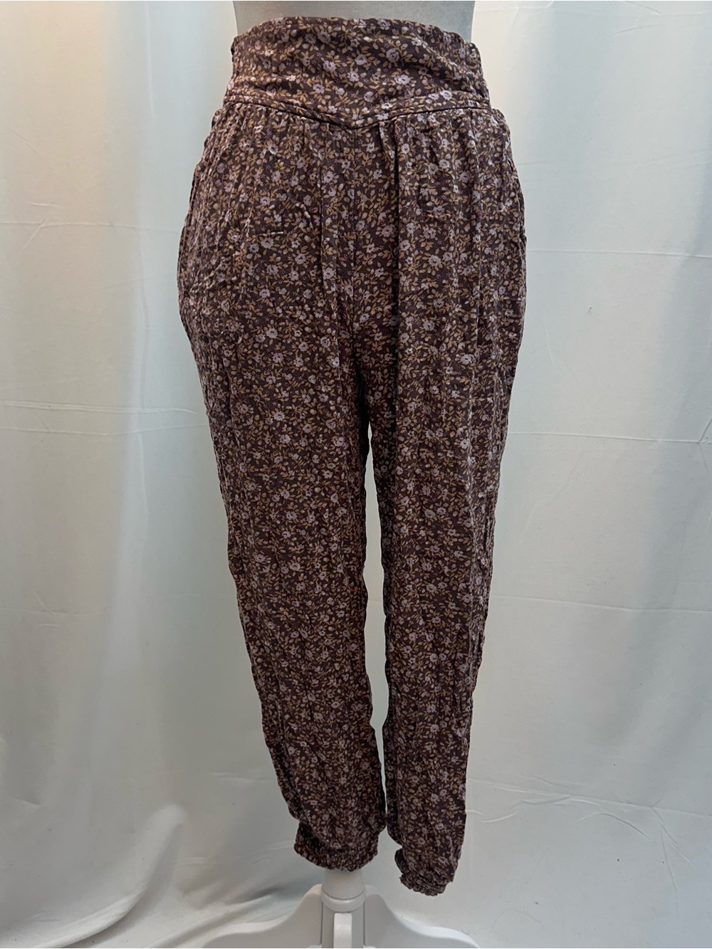 aerie Brown Floral High-Waist Jogger Pants XS